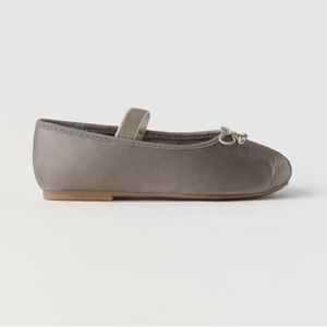 Zara Pewter Satin Ballerinas